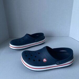 Crocs Crocband Clog Navy Blue White Red Stripe